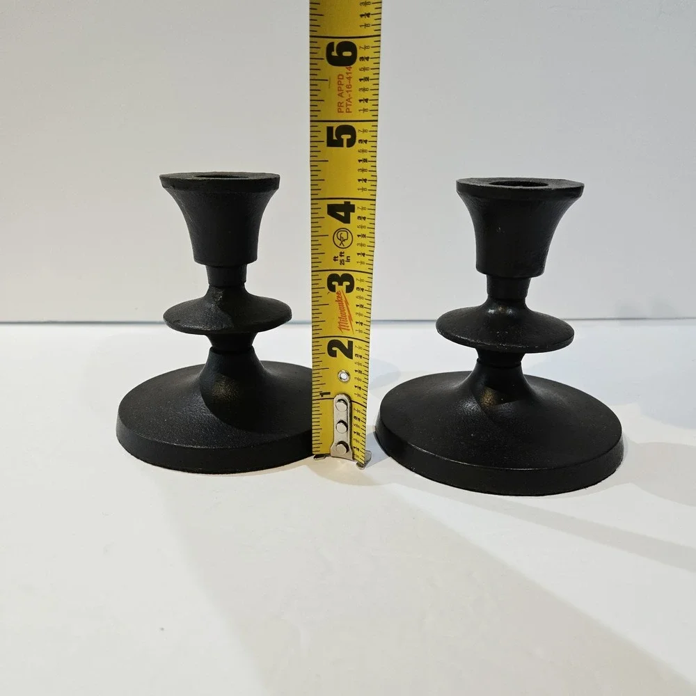 Black Iron Metal Taper Candle Holders Decor Pair Set Modern 2 India